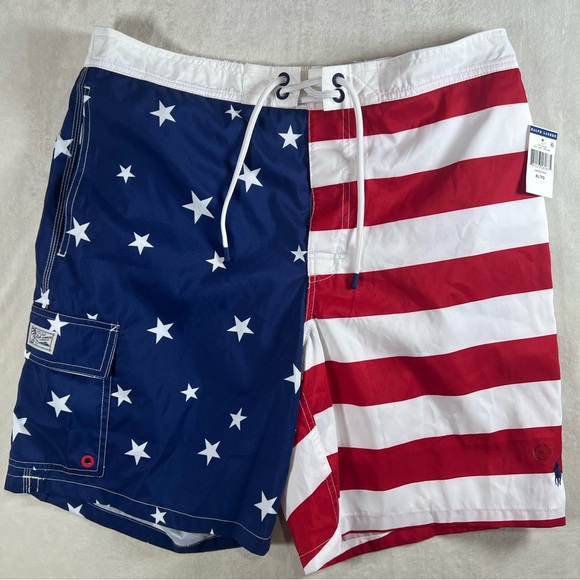 NWT Polo Ralph Lauren XL Stars and Stripes USA American Swim Shorts Trunks - Picture 2 of 8